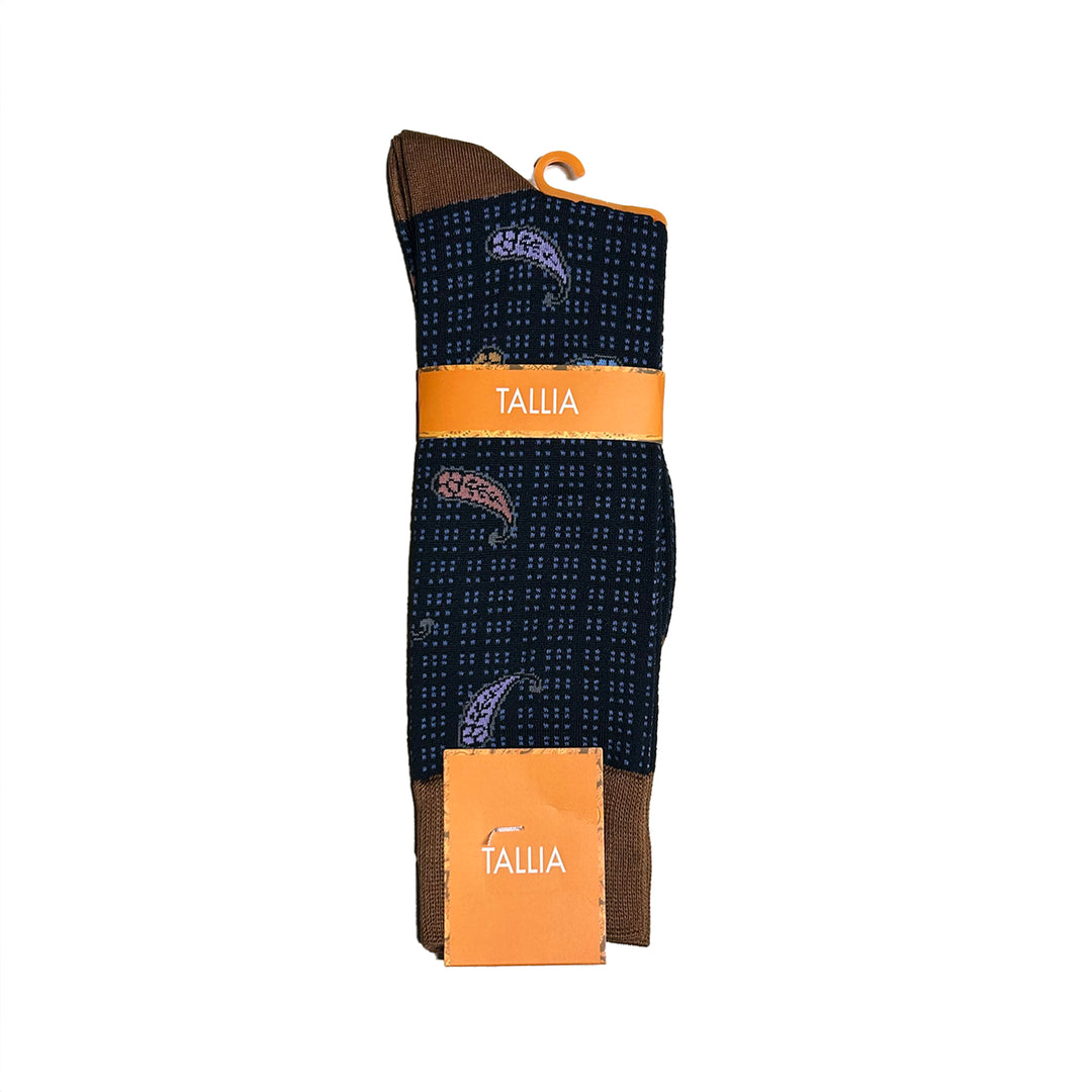 Tallia Mens Paisley Design Socks - Taupe