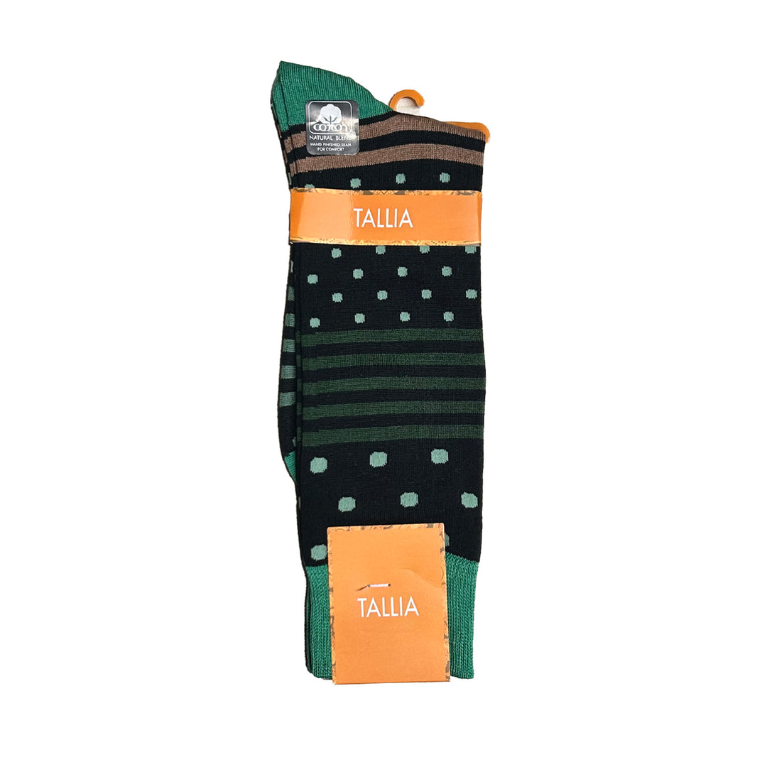 Tallia Mens Stripe Polka Dot Design Socks - Green