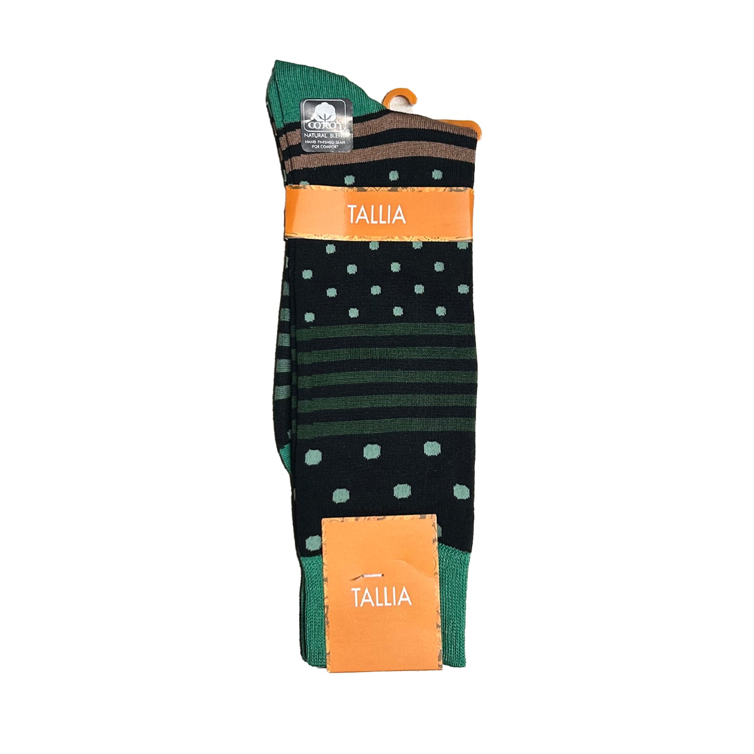 Tallia Mens Stripe Polka Dot Design Socks - Green - socks | New York Man Suits