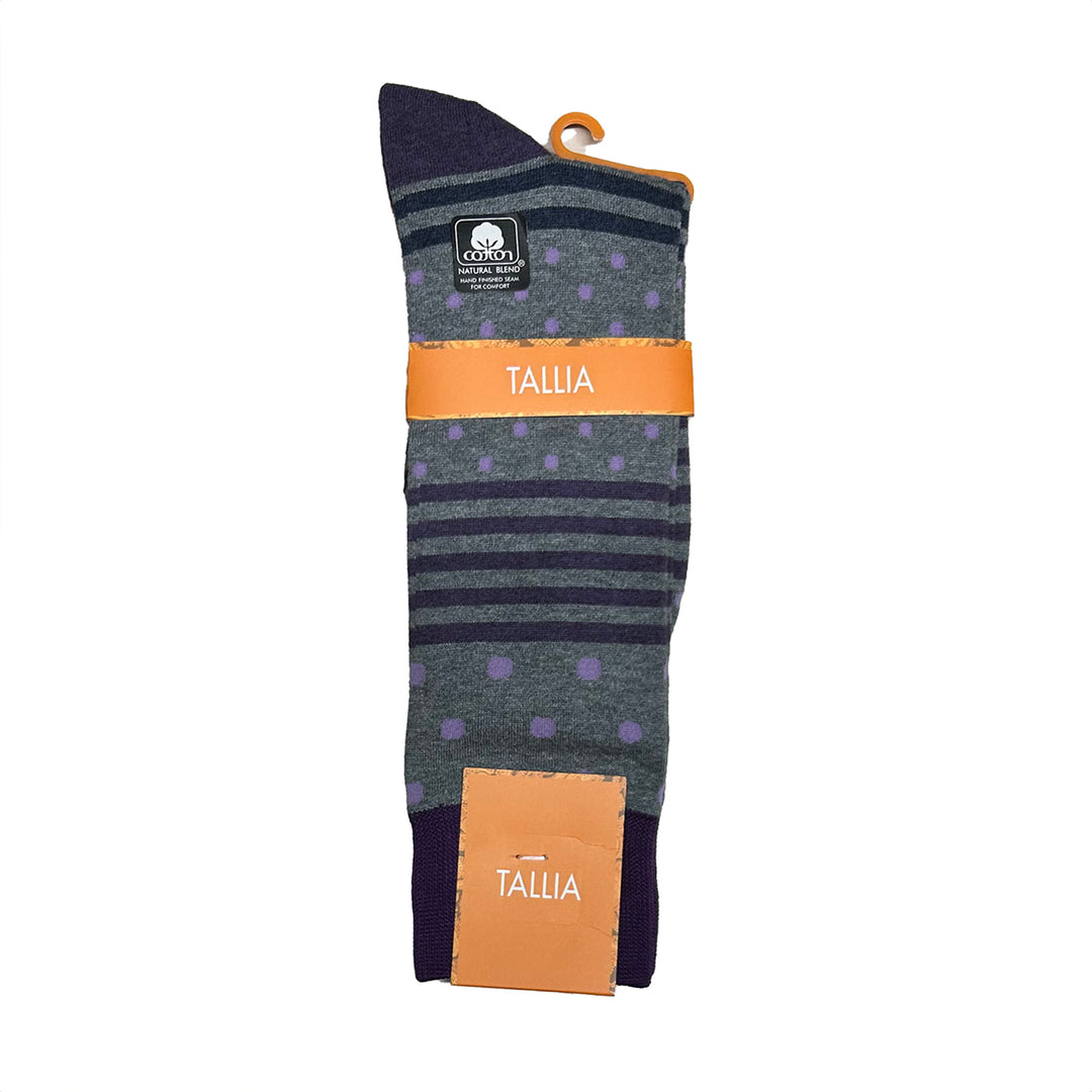 Tallia Mens Stripe Polka Dot Design Socks - Purple