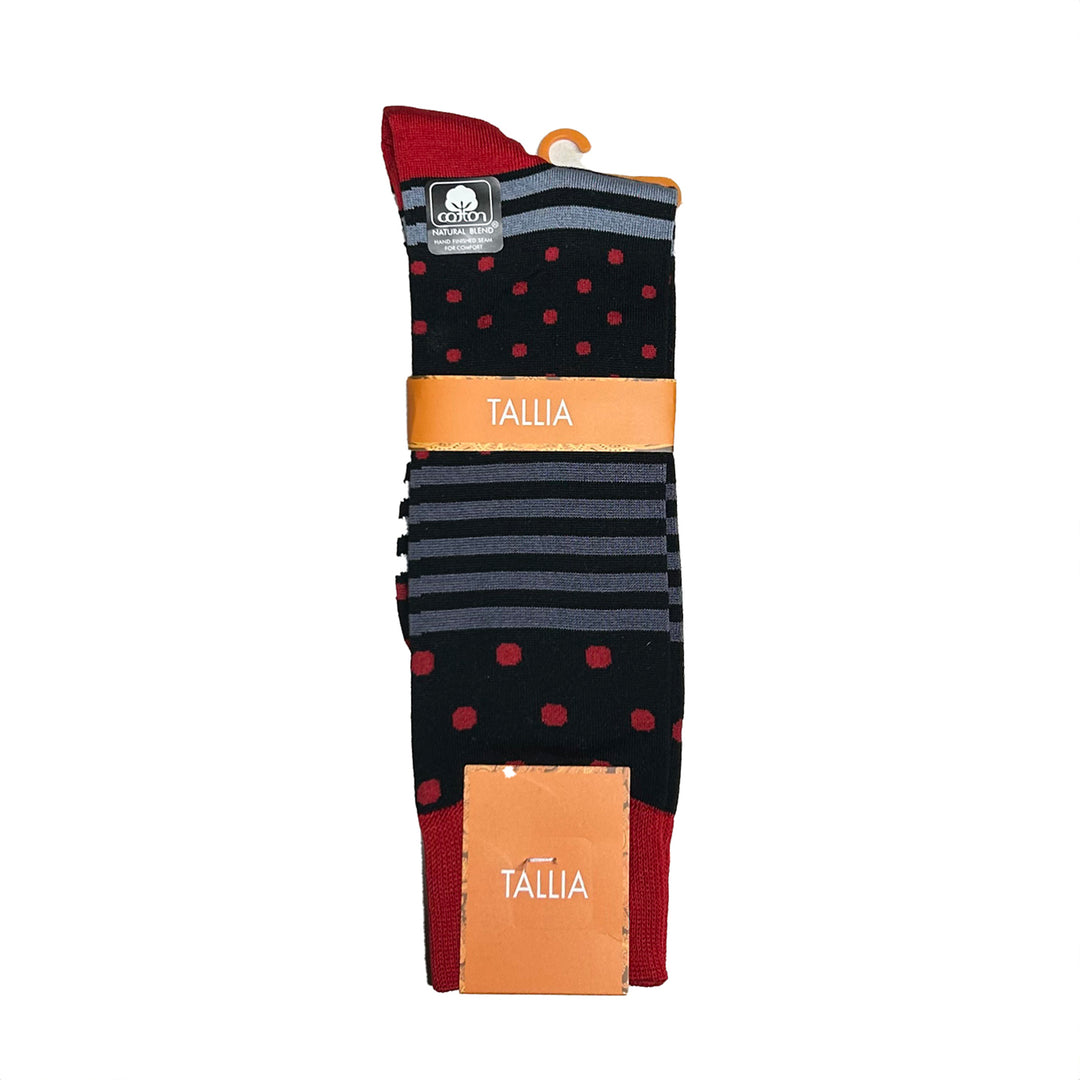 Tallia Mens Stripe Polka Dot Design Socks - Red