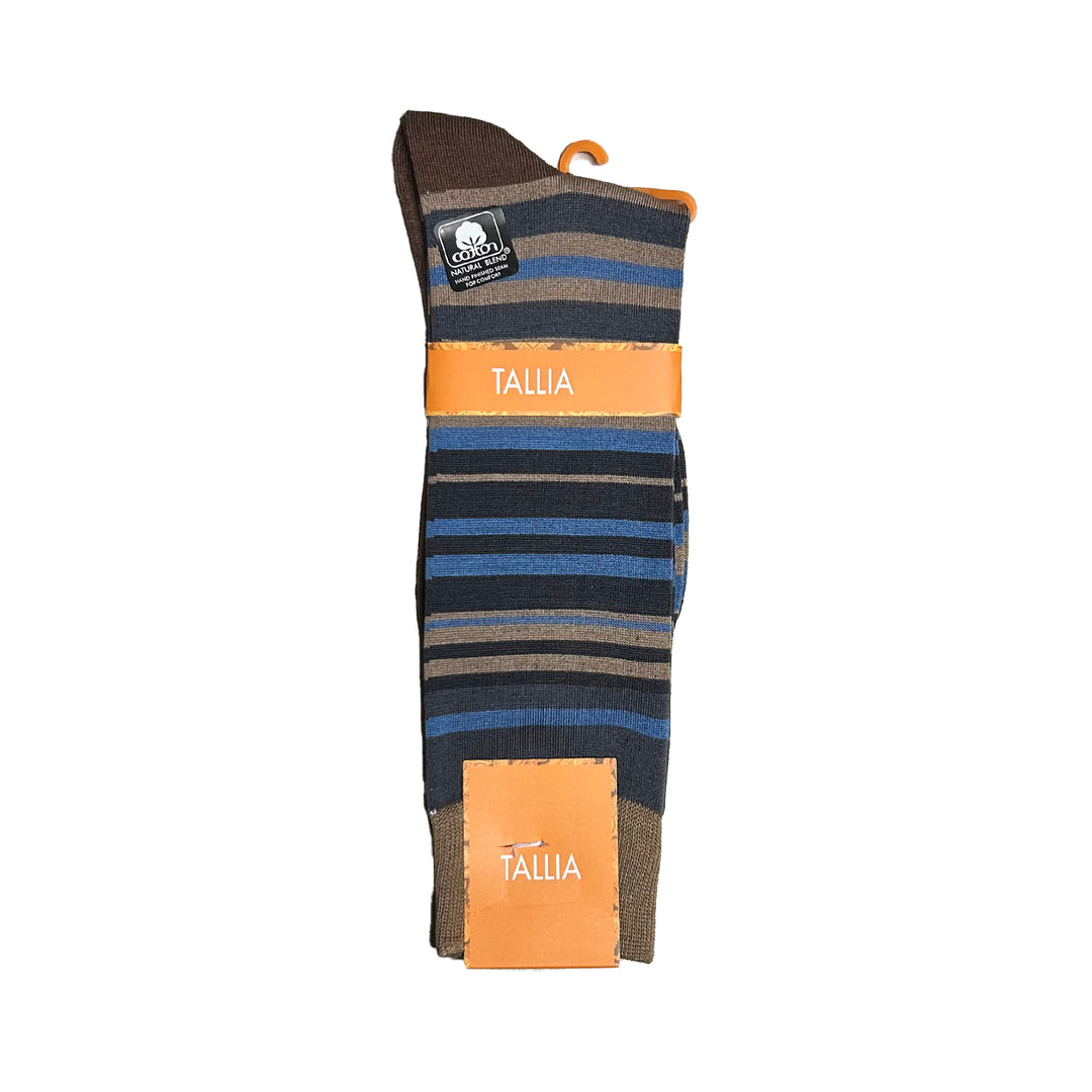 Tallia Mens Stripe Design Socks - Beige