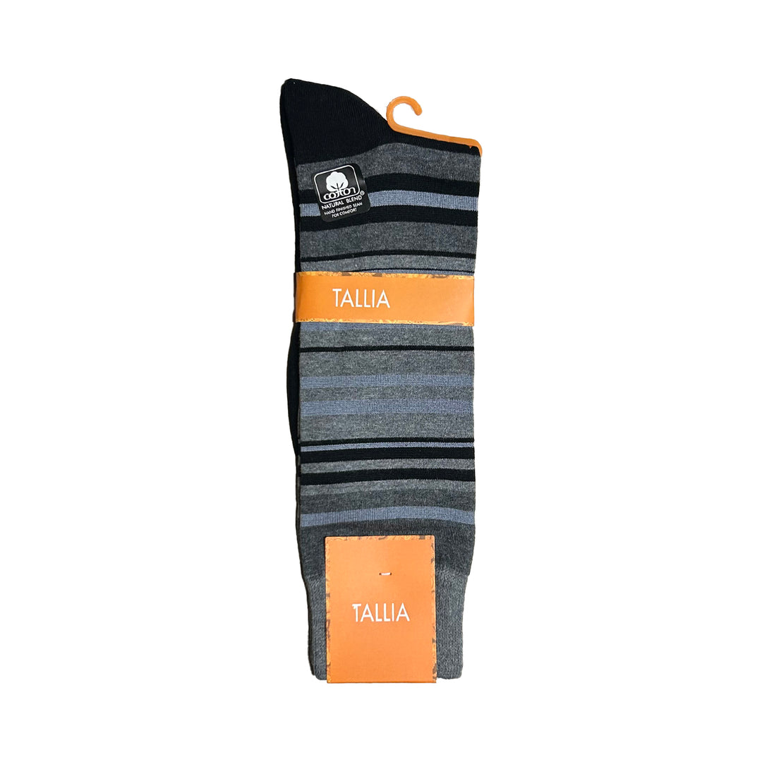 Tallia Mens Stripe Design Socks - Black