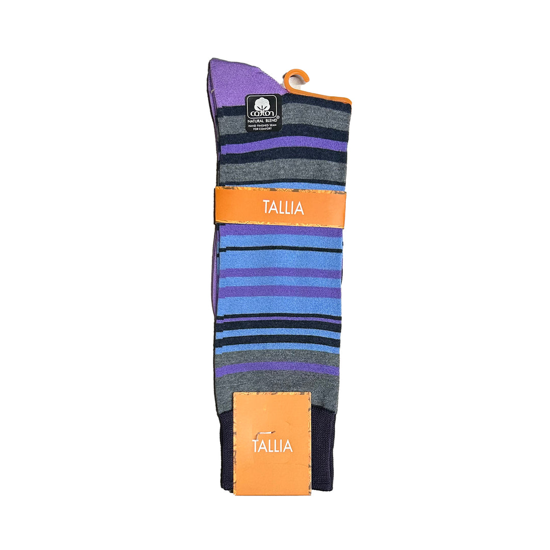 Tallia Mens Stripe Design Socks - Purple