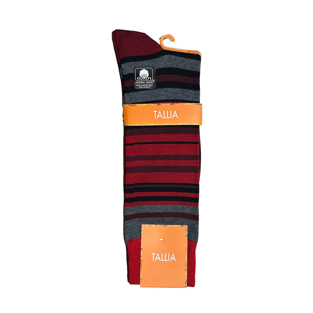 Tallia Mens Stripe Design Socks - Red