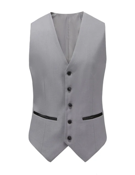 Gino Vitale Slim Fit Peak Lapel Three Piece Tuxedo - Light Grey