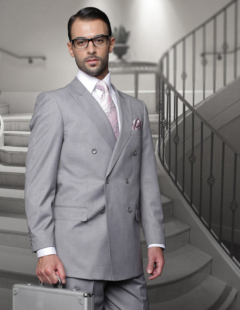 STATEMENT DOUBLE BREASTED SUPER 150 WOOL-GRAY - suit | New York Man Suits