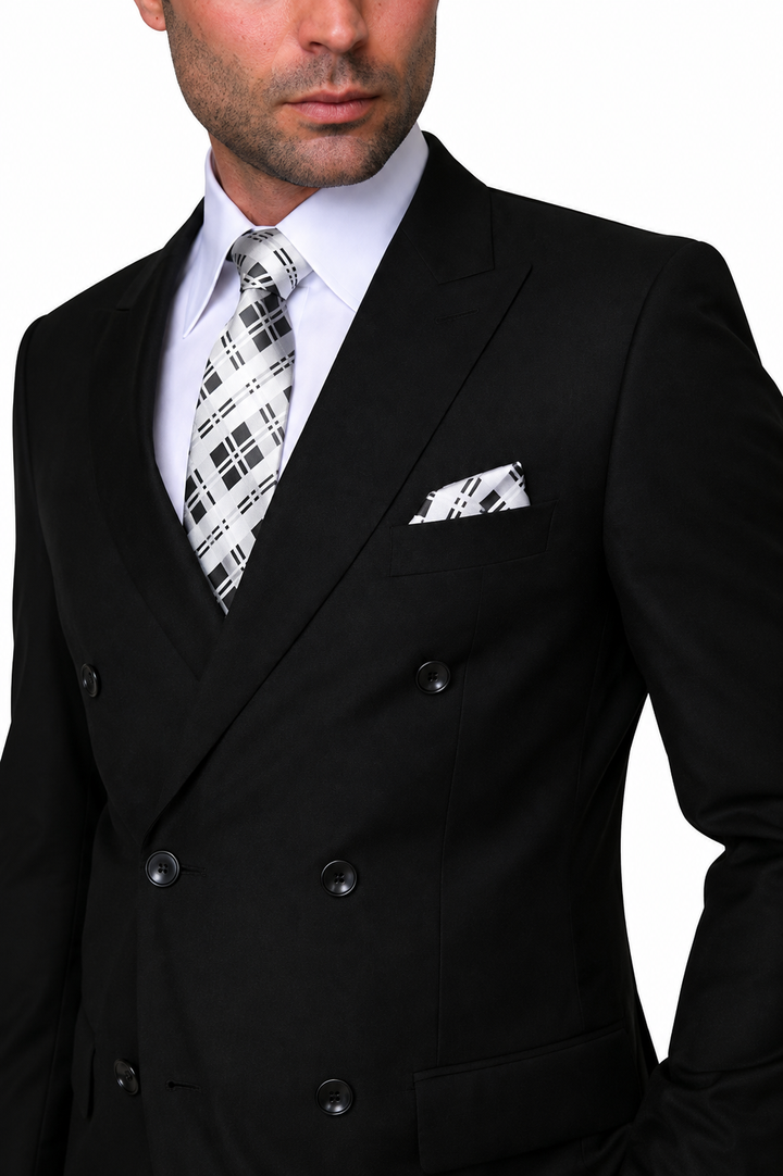 STATEMENT DOUBLE BREASTED SUPER 150 WOOL-BLACK