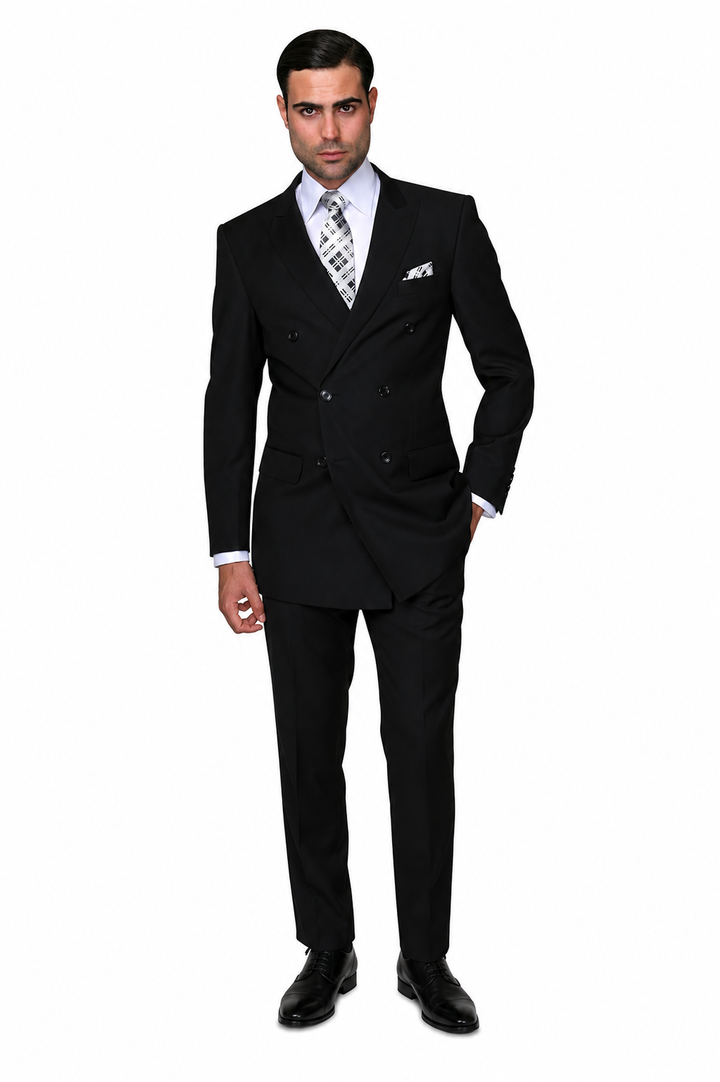 STATEMENT DOUBLE BREASTED SUPER 150 WOOL-BLACK