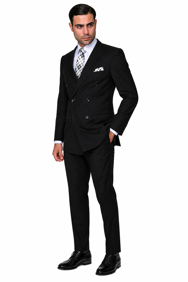 STATEMENT DOUBLE BREASTED SUPER 150 WOOL-BLACK