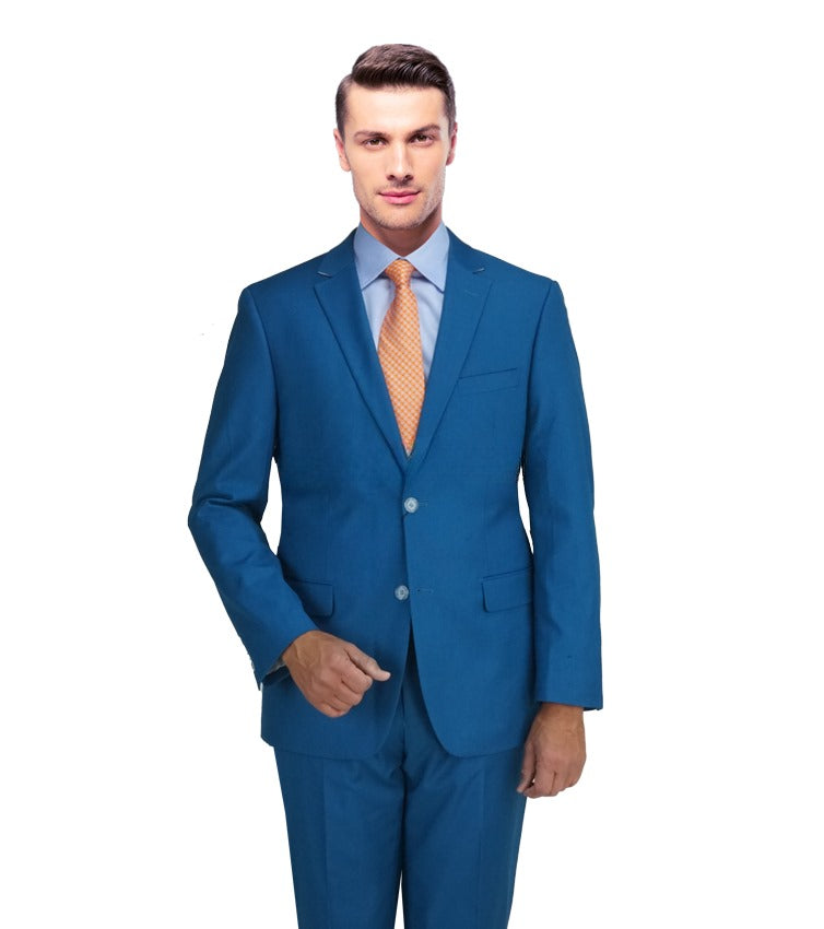 New York Man Italian Designer Teal 2 Piece Slim Fit Suit