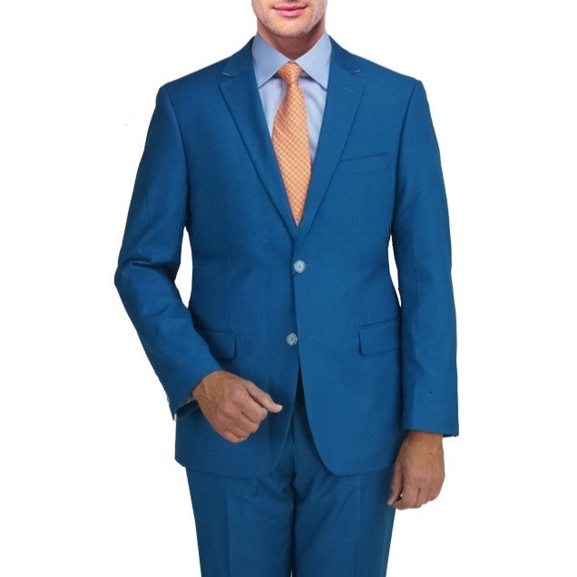 New York Man Italian Designer Teal 2 Piece Slim Fit Suit