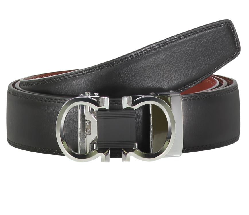 Valentini Full Grain Leather Adjustable Track Belt - Black