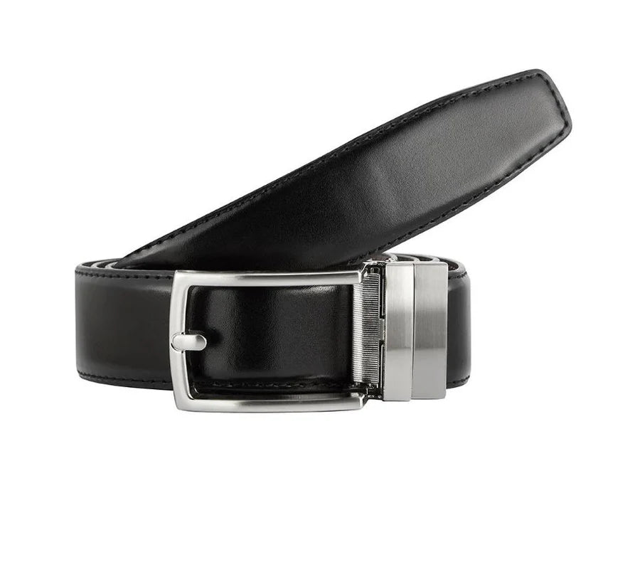 Valentini Full Grain Leather Adjustable Track Belt - Black - belt | New York Man Suits