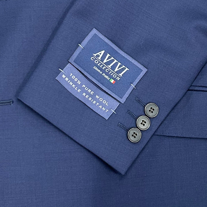 Avivi Collection 2 Button Slim Fit Wool Suit - Navy