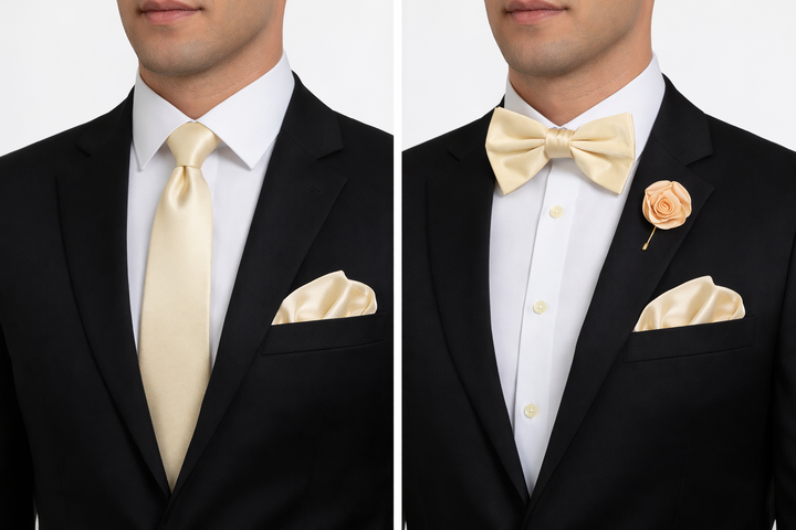 Adolfo 5-Piece Men’s Tie, Bow Tie & Cufflink Set with Flower Lapel