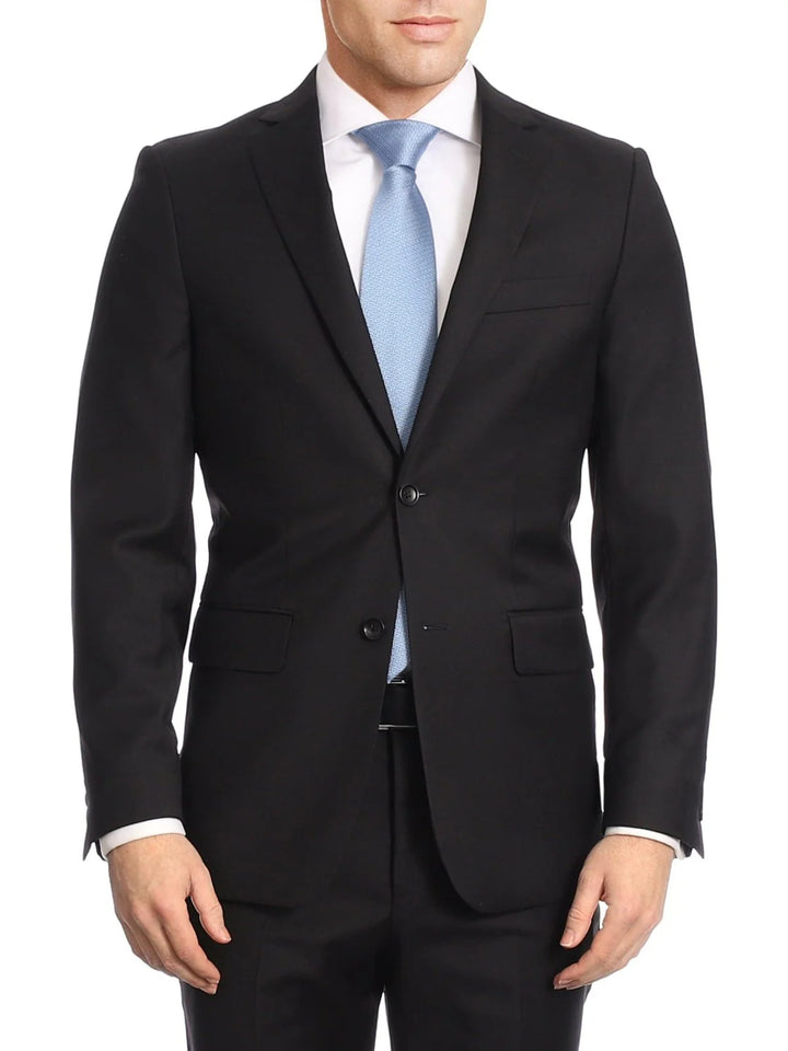 Avivi Collection 2 Button Classic Fit Wool Suit - Black