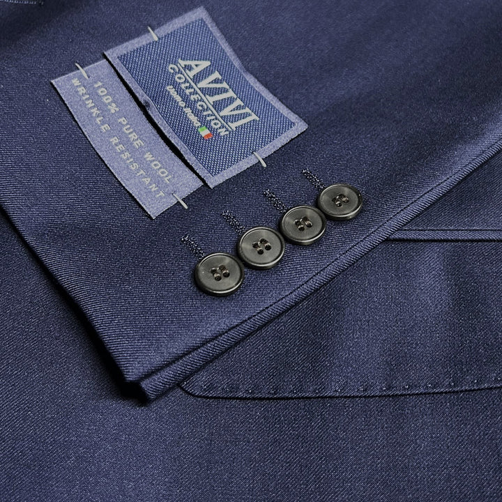 Avivi Collection 2 Button Classic Fit Wool Suit - Navy