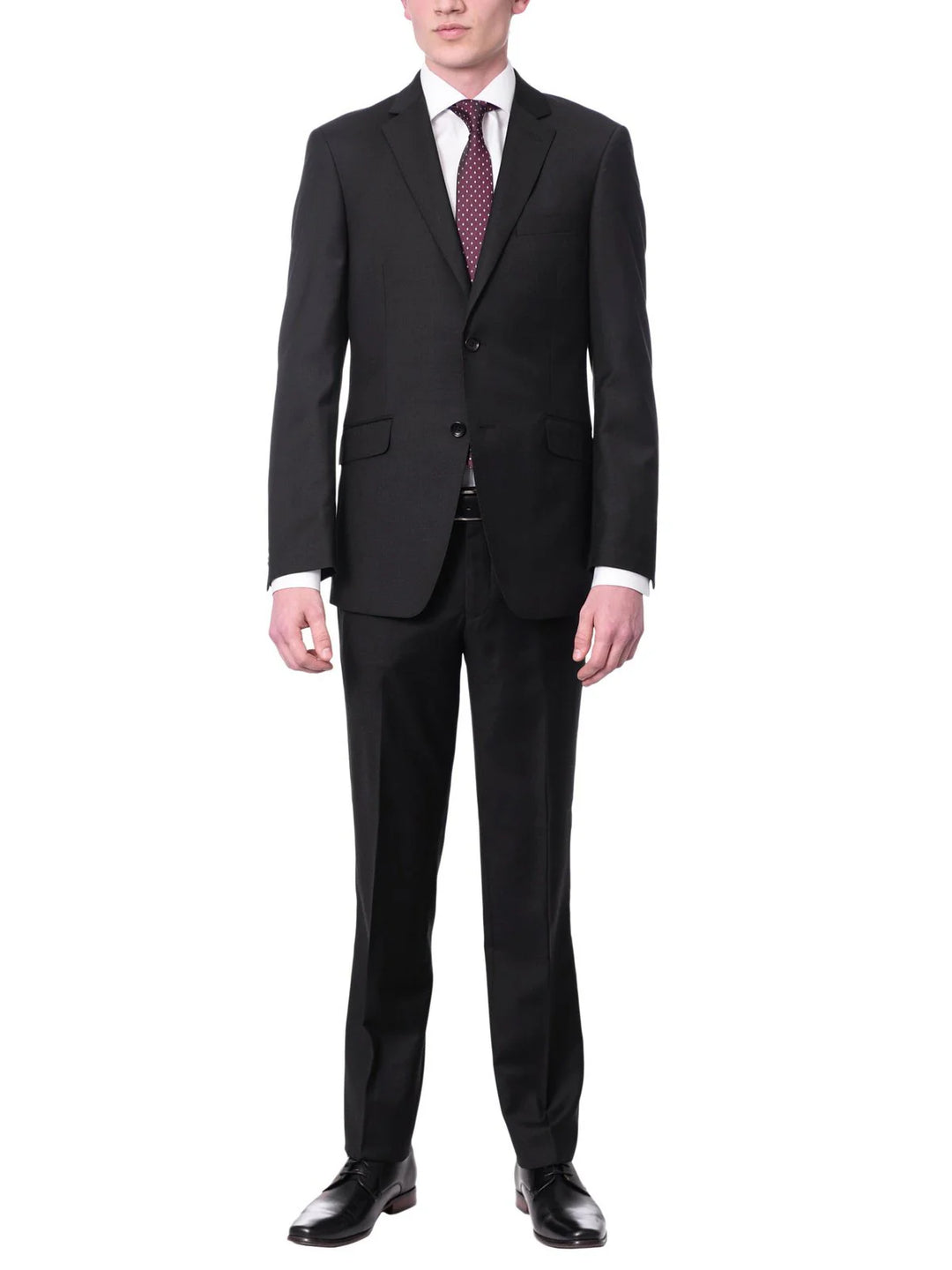 Avivi Collection 2 Button Slim Fit Wool Suit - Black