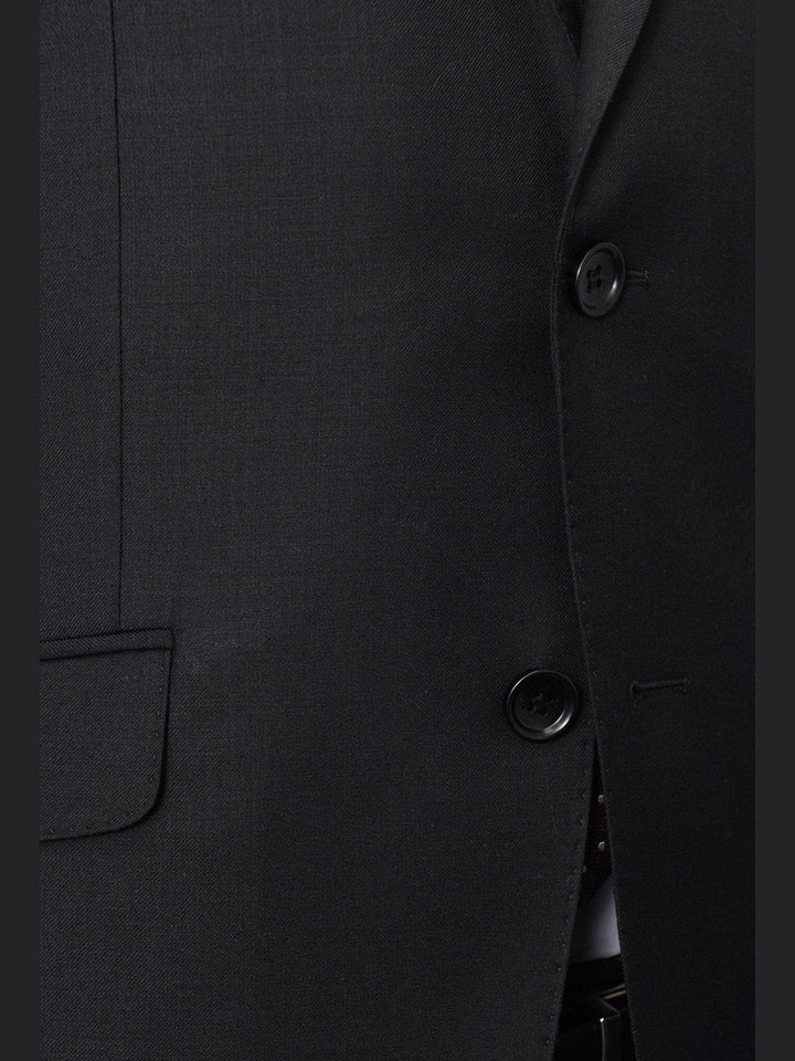 Avivi Collection 2 Button Slim Fit Wool Suit - Black