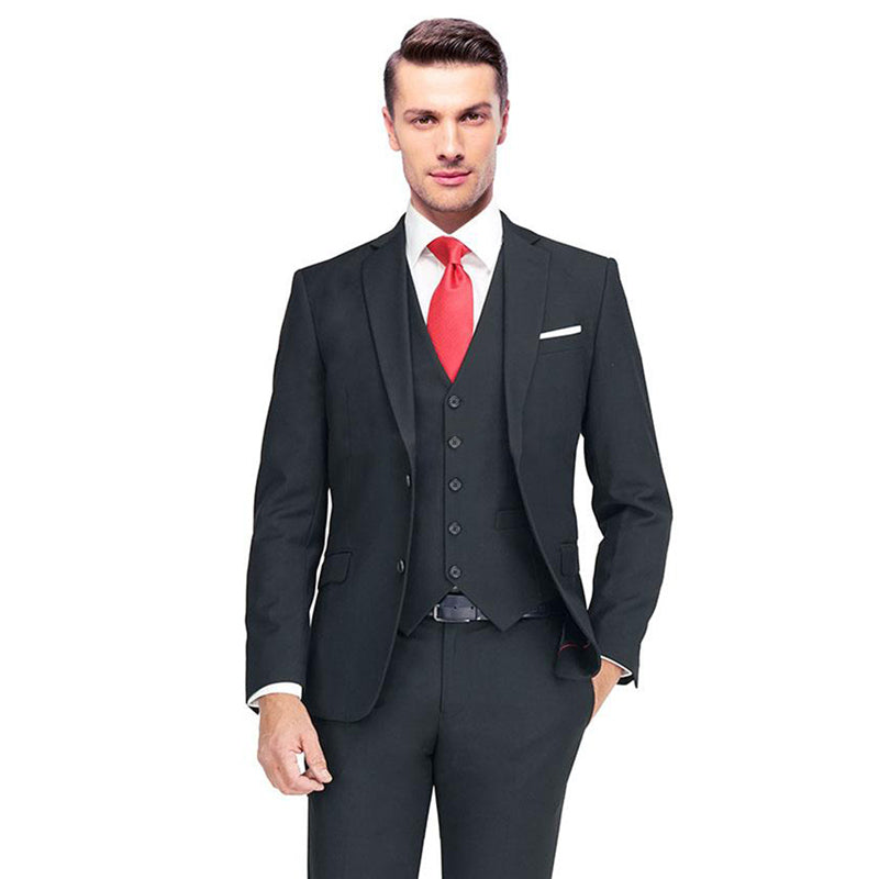 Giorgio Fiorelli 2 Button Slim Fit Suit Available in 2 Piece or 3 Piece With Vest - suit in Black | New York Man Suits