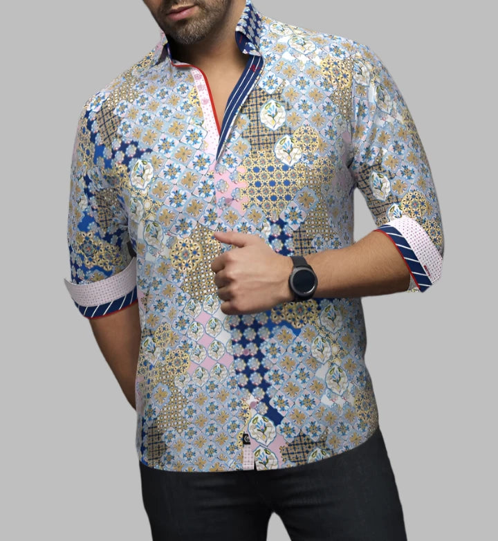 Au Noir "Carlson" Woven Long Sleeve Sport Shirt - Pink - shirt | New York Man Suits