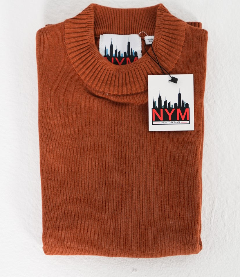 New York Man Mock Neck (Lavane) Long Sleeve-Copper - sweater in Cooper - view 2 | New York Man Suits