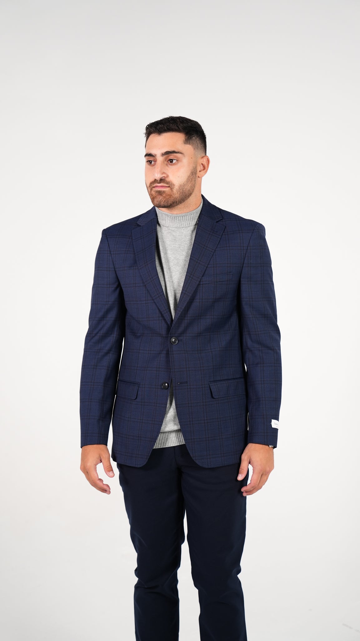 Calvin Klein 2-Button Windowpane Sport Jacket - Blue - jacket in Blue WP | New York Man Suits