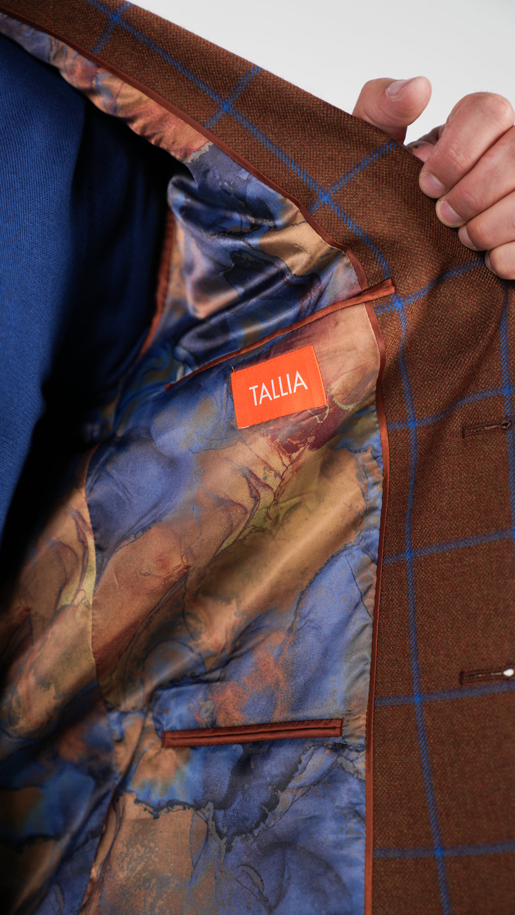 Tallia Rust Blue Window Pane Sport Jacket New York Man Suits