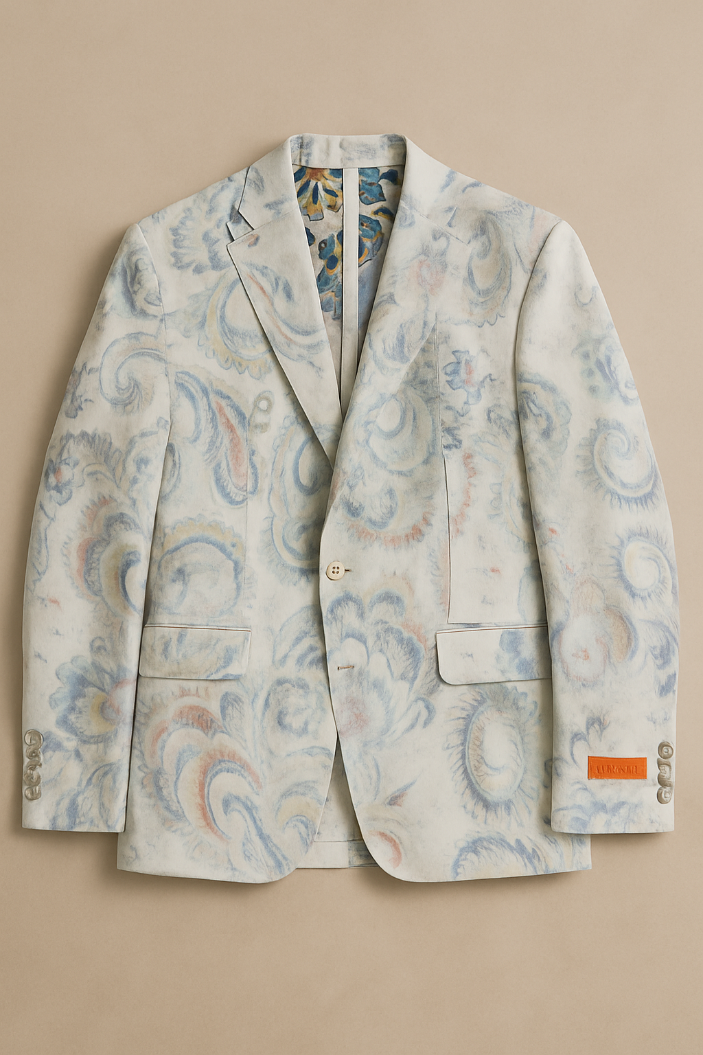 Tallia  2 Button Flowr Print Sport Jacket-Beige Fancy