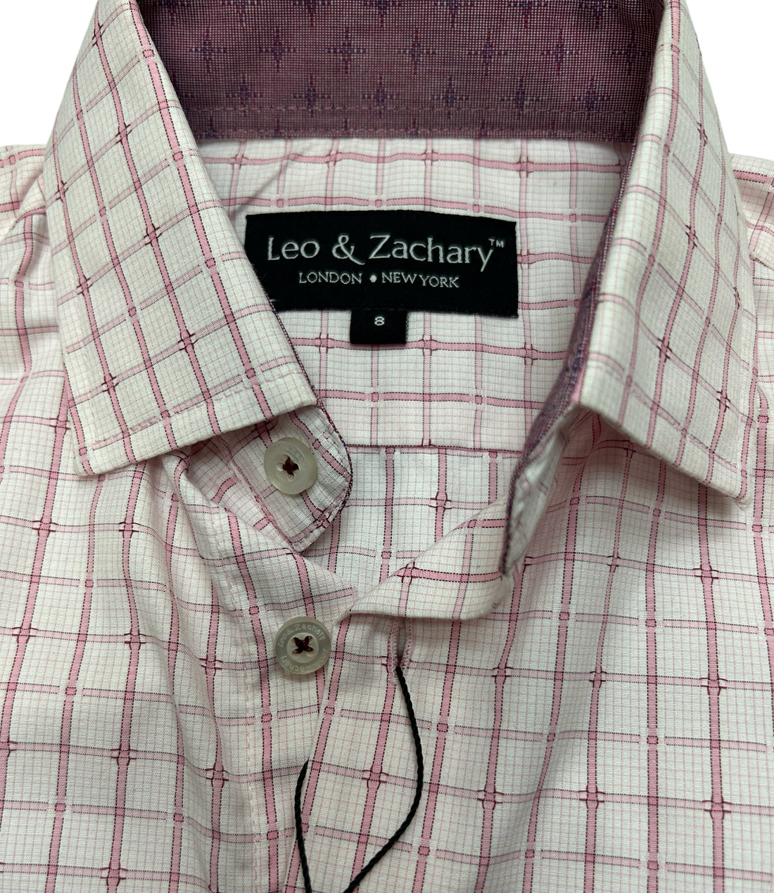 Leo & Zachary Fancy Check Boys Dress Shirt - Pink - shirt - view 2 | New York Man Suits
