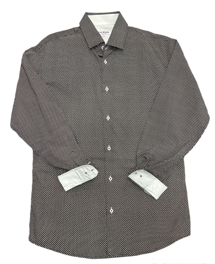 Isaac Mizrahi Boys Squares Long Sleeve Shirt-Brown