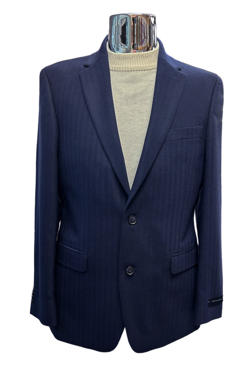 Tommy Hilfiger 2 Button Sport Jacket Suit-Navy Tone/Tone Design - jacket - view 2 | New York Man Suits