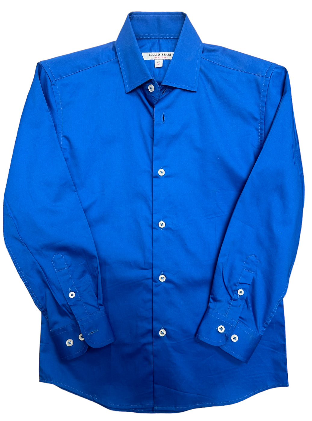 Isaac Mizrahi Boys Solid Royal Blue Dress Shirt-Royal Blue