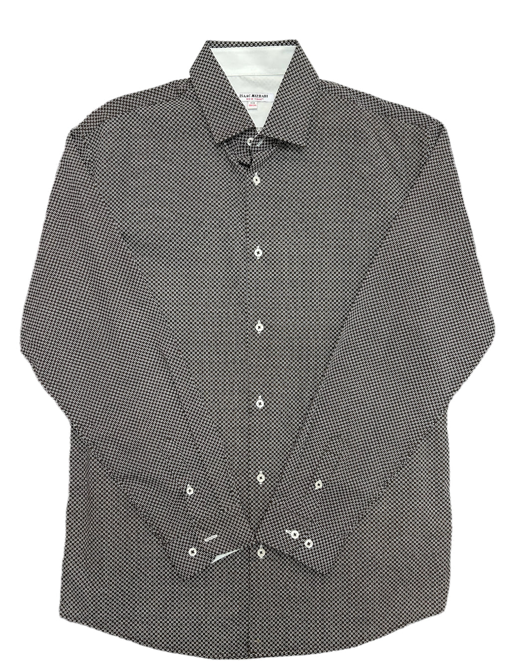 Isaac Mizrahi Boys Squares Long Sleeve Shirt-Brown