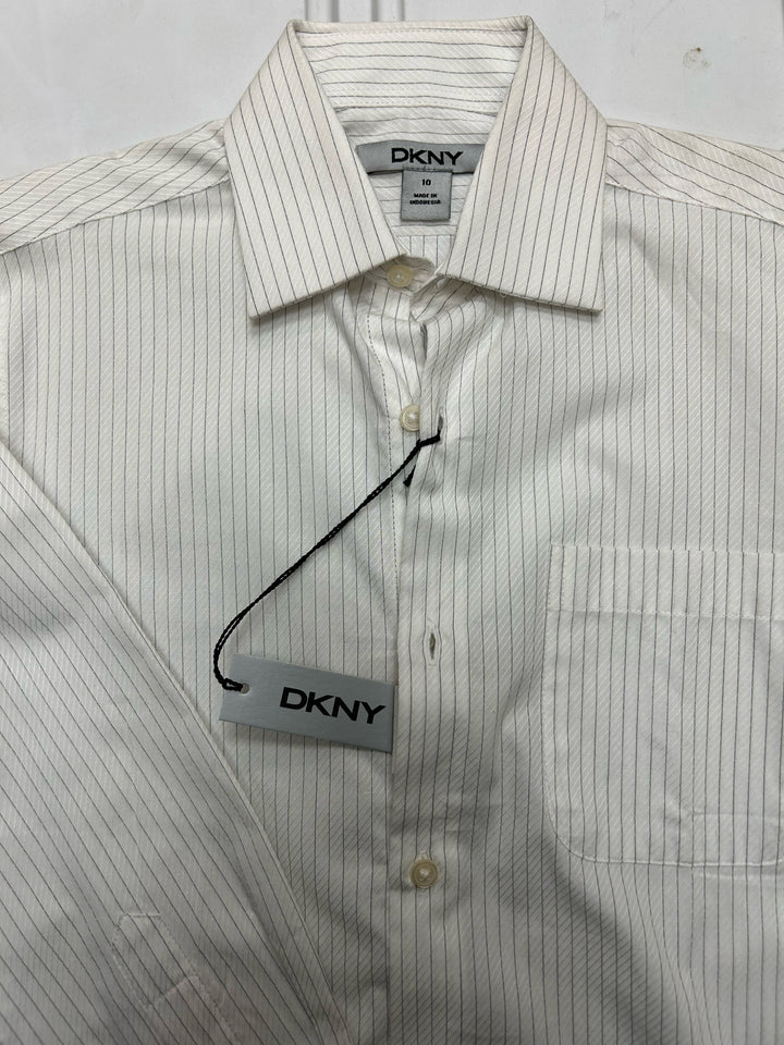 DKNY Boys Sport Shirt White Pinstripe Clearance - White Pinstripe