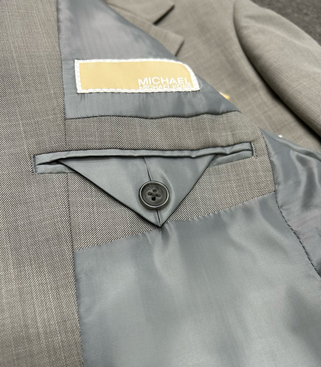 Michael Kors Boys Suit 3 Button Light Grey Clearance Suit-Grey/Tan
