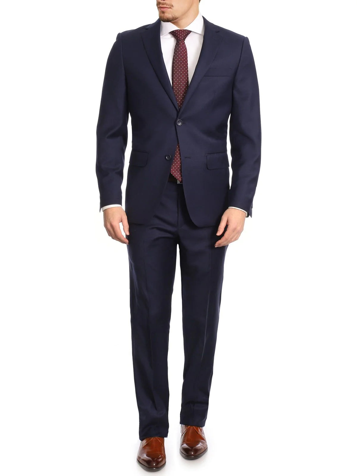 Avivi Collection 2 Button Classic Fit Suit - Navy | 100% Wool - suit - view 2 | New York Man Suits