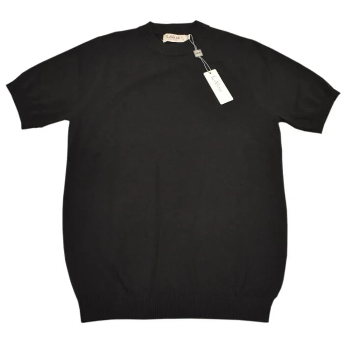 Lavane Short Sleeve Mock Neck Shirt - Black - sweater | New York Man Suits