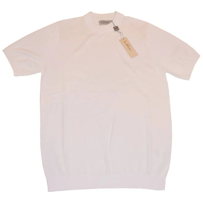 Lavane Short Sleeve Mock Neck Shirt - Cream - sweater | New York Man Suits