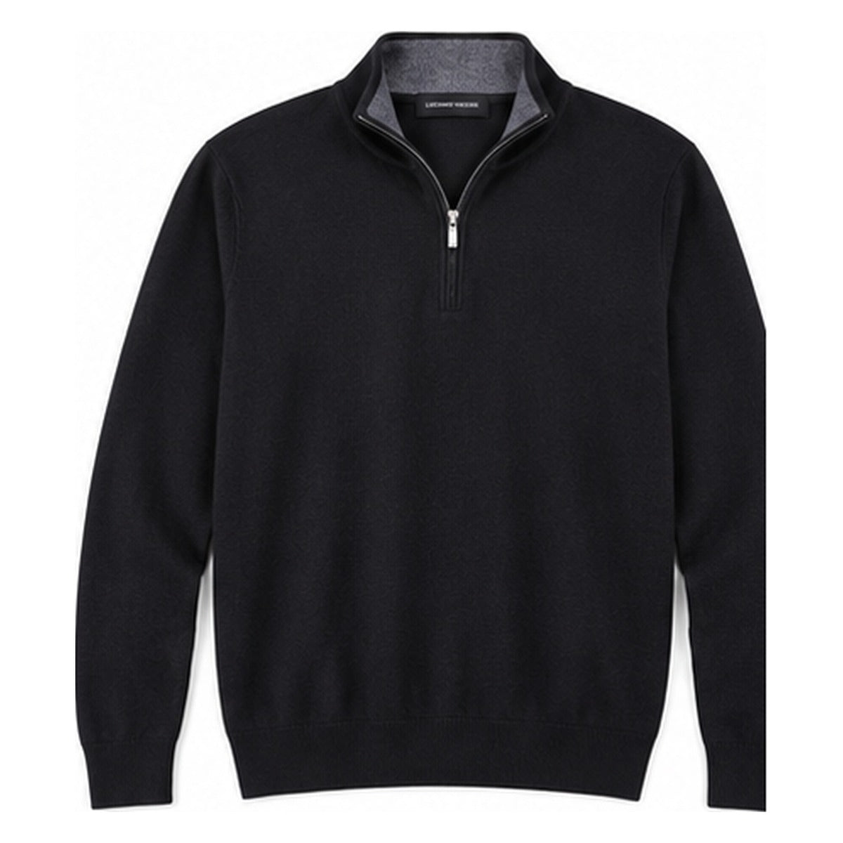 Luchiano Visconti men's quarter zip sweater in black - front view
