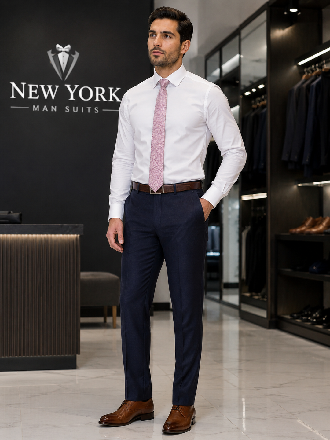 Avivi Classic Fit Wool Dress Pants – Available in 4 Colors 40L32 / Navy