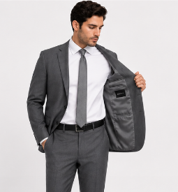Avivi Collection Mid Grey 2 Button Slim Fit Wool Suit - suit - view 2 | New York Man Suits