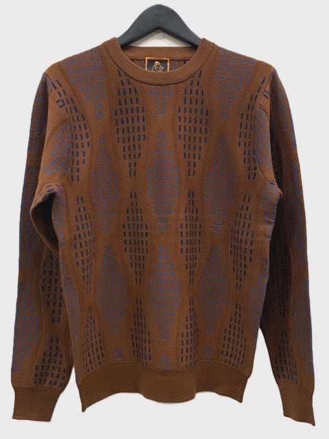 Cigar Knitted Fancy Crew Sweater-Moca