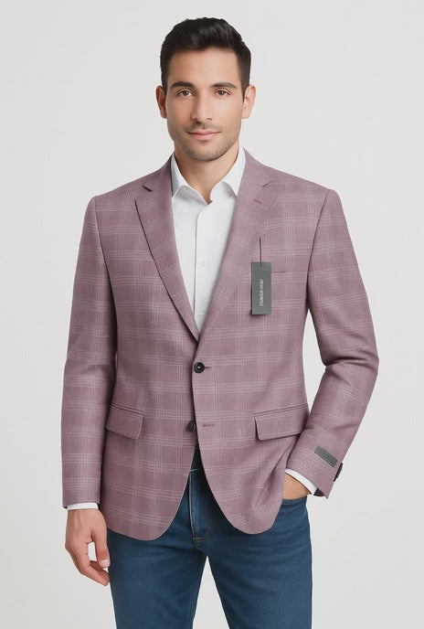 Michael Kors Burgundy Window Pane 2 Button Sport Jacket