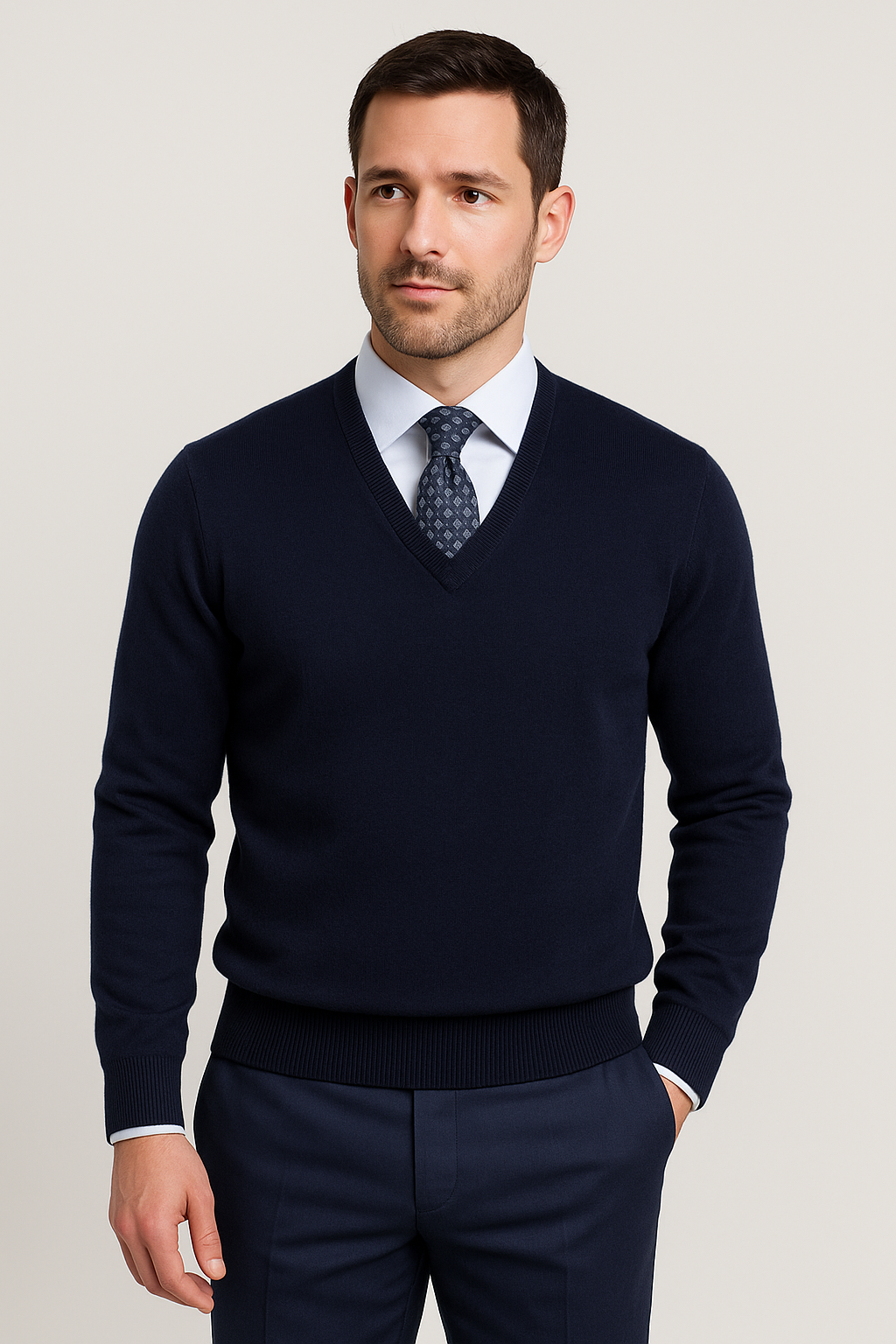 Proper Sport Cotton Silk V-Neck Sweater - sweater in Burgundy - view 13 | New York Man Suits