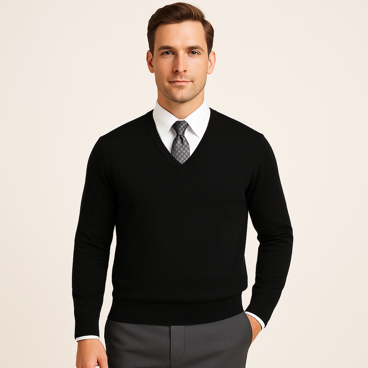 Proper Sport Cotton Silk V-Neck Sweater - sweater in Burgundy - view 7 | New York Man Suits