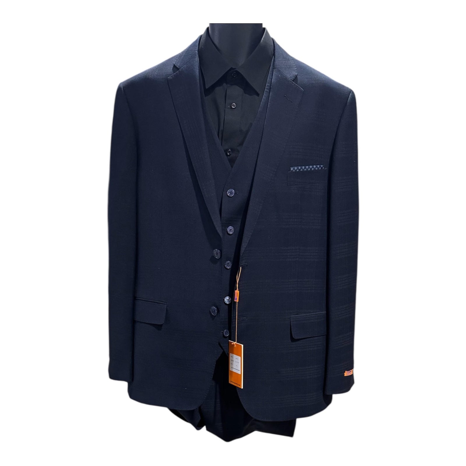 STEVEN LAND CARLO 3PC VESTED SUIT-NVYWP - suit | New York Man Suits