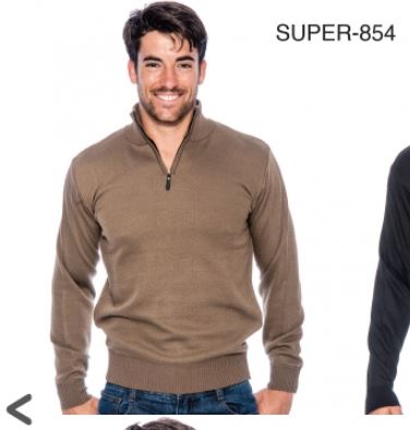 Leonardo Gavin Big Mens 1/4 Zip Mock Long Sleeve-Brown - sweater | New York Man Suits