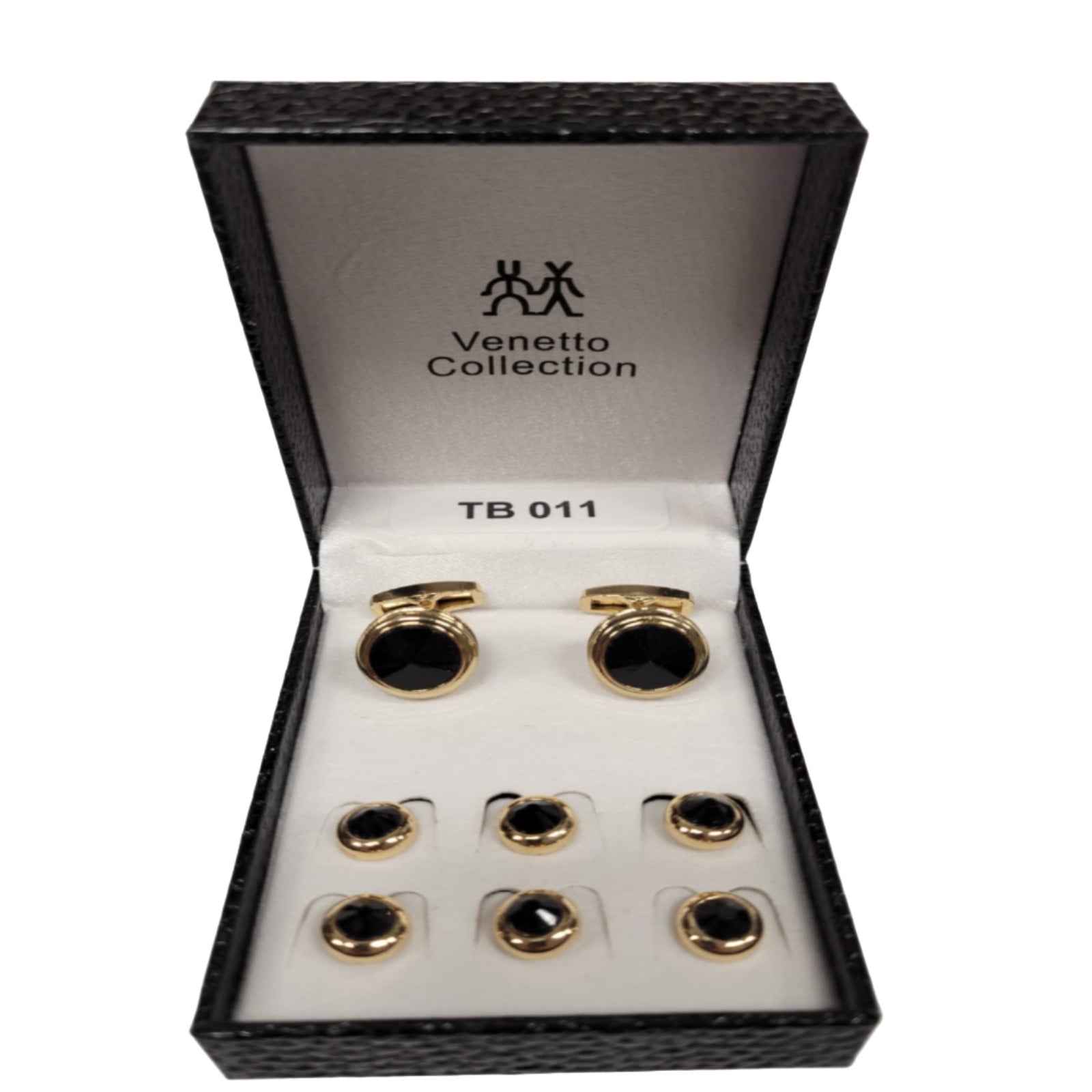 Venetto Tuxedo Studs & Cufflink Set - Black/Gold - tuxedo | New York Man Suits